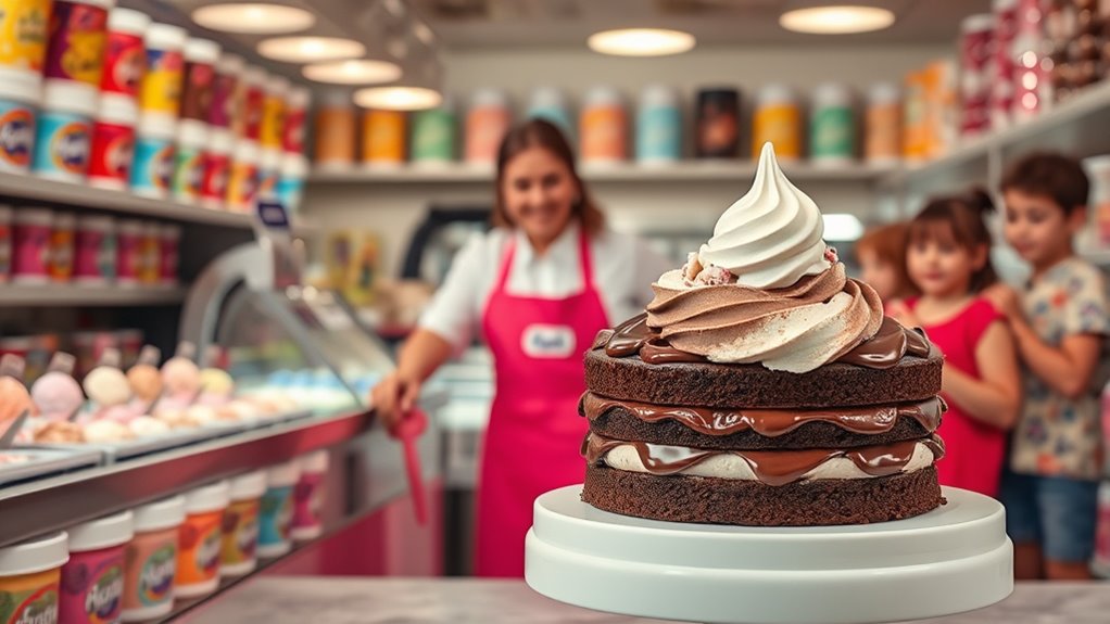 buy fudgie cakes at scoop shops