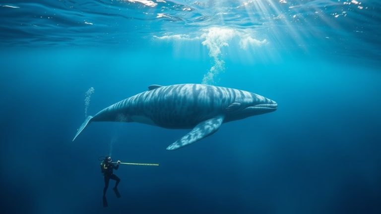 measuring baby blue whale