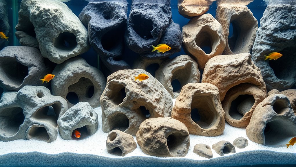 aquarium rocks with holes