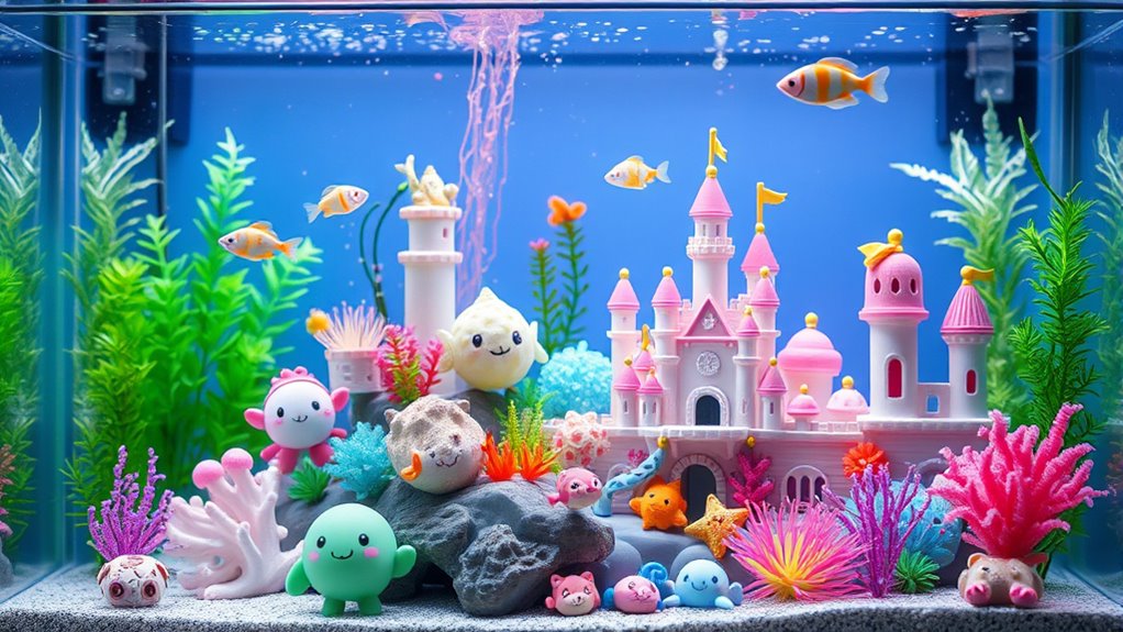kawaii fish tank decor