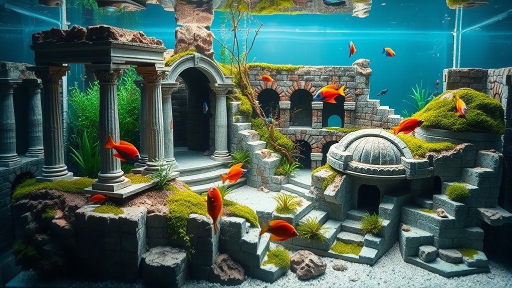 roman inspired aquarium decor