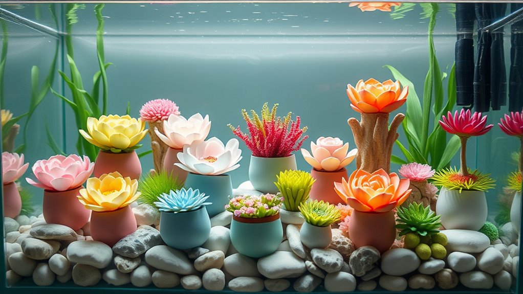 top fish tank flower pots