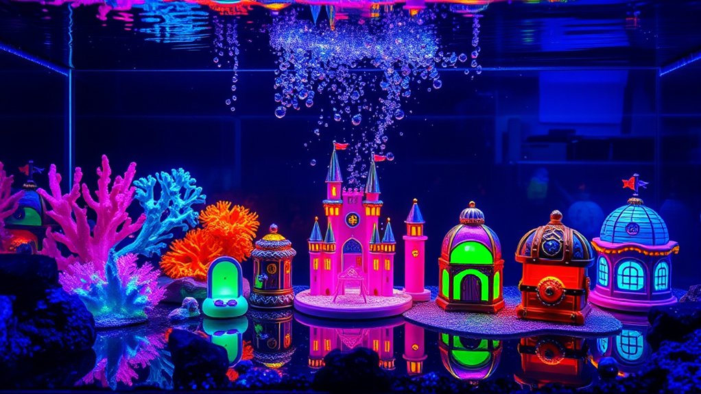 top neon fish tank decorations