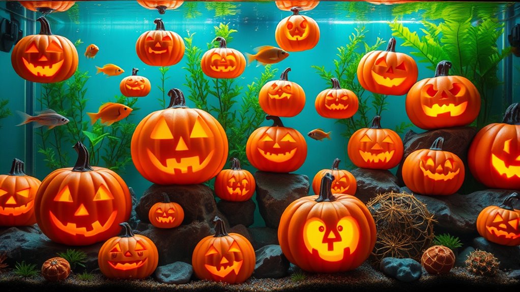 top pumpkin fish tank decor