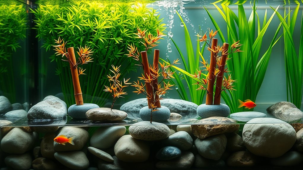 zen aquarium bamboo decor